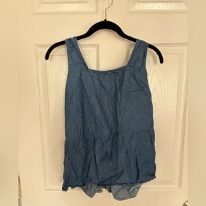 Square neck denim blouse